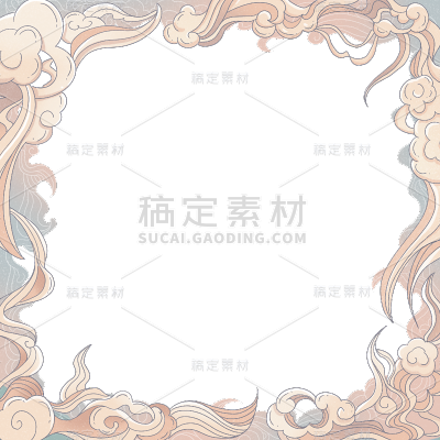 通用中国风国潮祥云边框元素素材