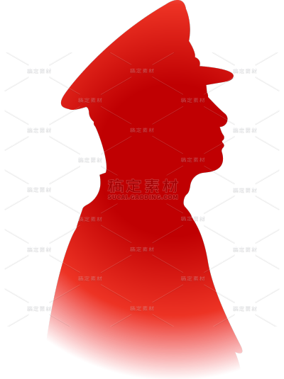 八一建军节通用剪影风红色半身人物贴纸元素素材