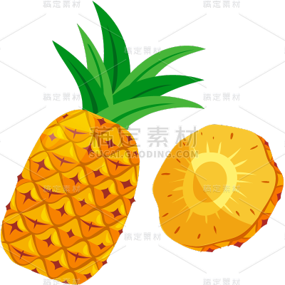 常规果蔬系列通用插画水果切件元素素材