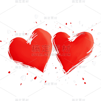 手绘风格粉红爱心静态贴纸