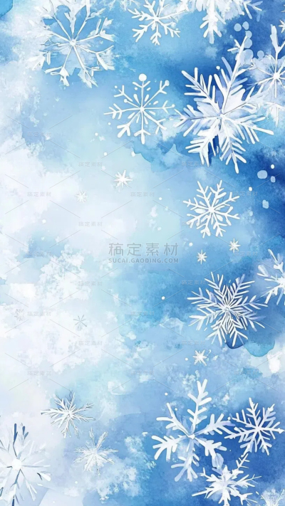 冬天通用手绘冰雪融化插画背景