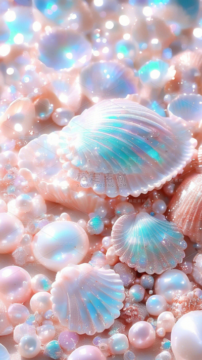 珠宝系列梦幻感海边细闪珍珠贝壳