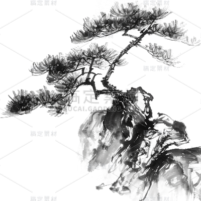 中国风通用水墨植物元素素材 