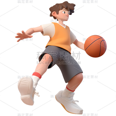 通用3D卡通篮球运动人物贴纸