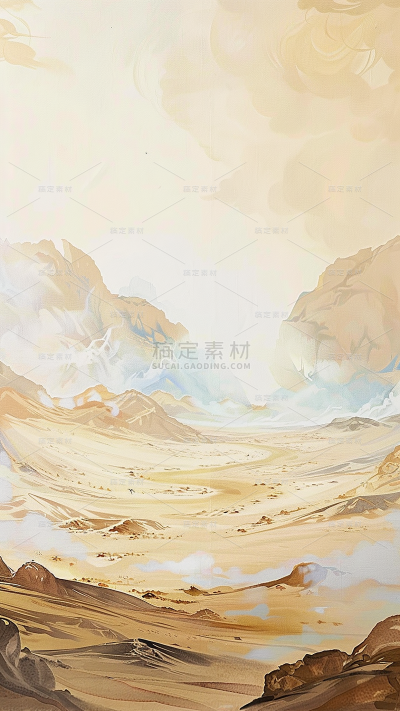 中国风通用敦煌场景沙漠太阳山脉图片素材