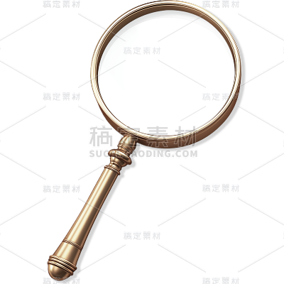 图标系列-通用-写实金色/古铜色放大镜贴纸
