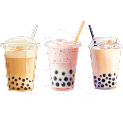 饮品系列AI伪3D奶茶插画