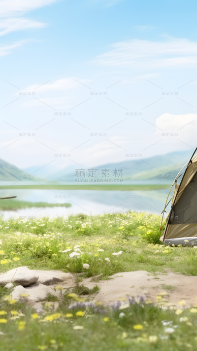 通用3D立体C4D户外露营写实场景背景图片素材