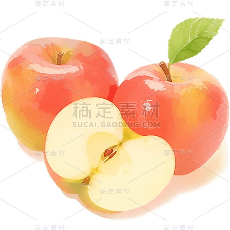 果蔬系列-通用-梦幻感水彩插画水果元素贴纸 