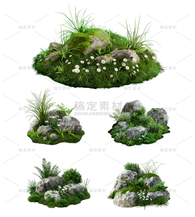 植物通用3D草丛元素素材
