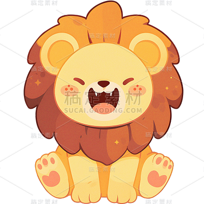 动物系列通用描边插画可爱动物贴纸元素素材