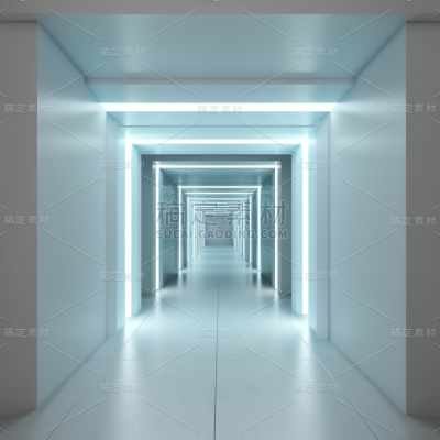 科技感隧道背景，太空舱三维图形