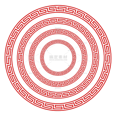 边框系列中国风矢量红色圆形边框元素（td）