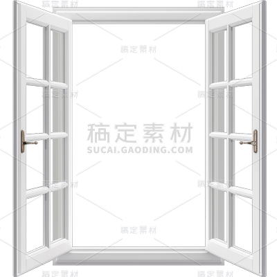 家居系列-通用-写实多格方形打开窗户贴纸 