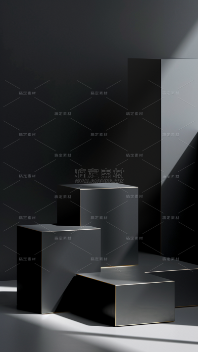背景通用简约风黑色光影展台几何图片素材