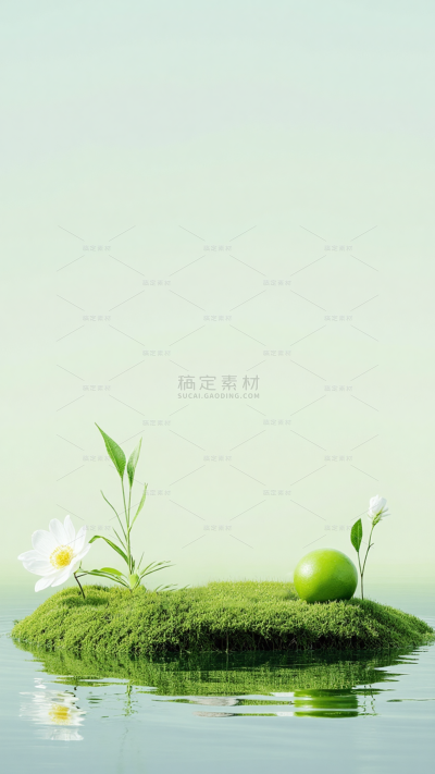 植物系列清新感水波纹苔藓展台背景