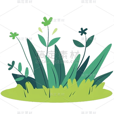 植物通用写实插画草丛元素素材