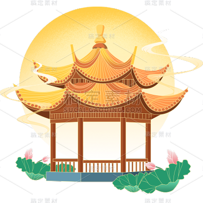 国庆节十一中国风国潮中式建筑元素