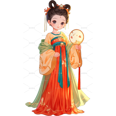 服饰系列卡通可爱风Q版穿汉服女生