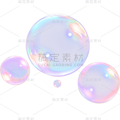 通用简约风多个彩色透明气泡元素素材