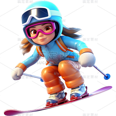 冬天冬季滑雪运动人物元素