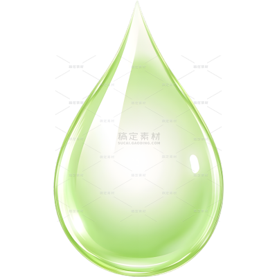 特效系列清新风绿色晶莹水滴元素
