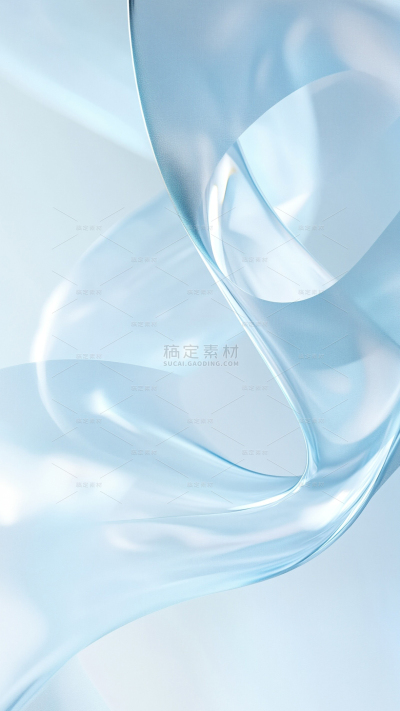 科技风系列肌理感蓝色玻璃质感抽象扭曲曲线背景