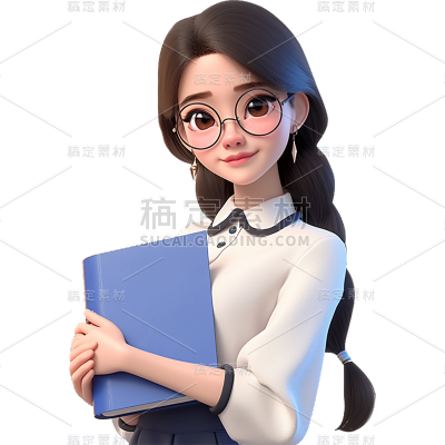 人物系列通用3D皮克斯商务女性卡通人物贴纸