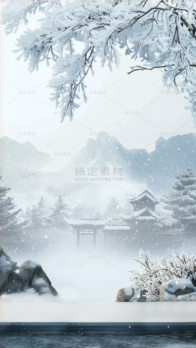 冬季节气冬季户外中式展台背景