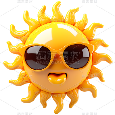 通用3D质感立体太阳元素素材