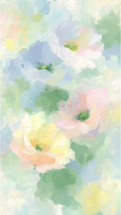 常规背景系列油画风春夏花朵背景