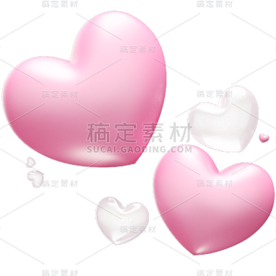 3D立体C4D装饰爱心元素素材