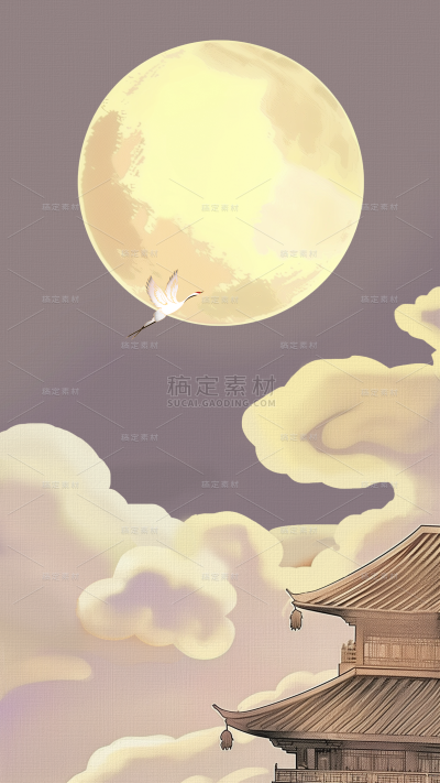 中秋系列通用建筑月亮背景素材