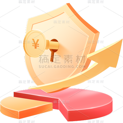 金融金钥匙盾牌组合元素立体插画贴纸套装