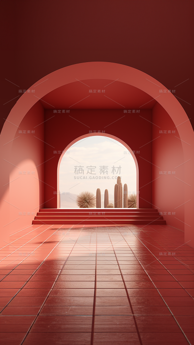 3D立体三维空间红色背景