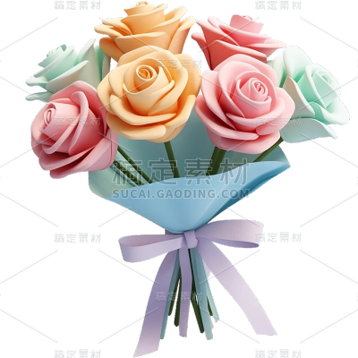 圣诞节平安夜卡通软3D花束花朵元素