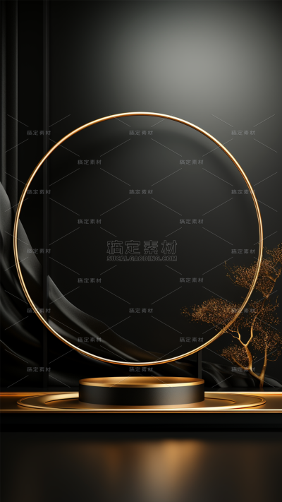通用D电商产品电子黑色3D立体展台背景