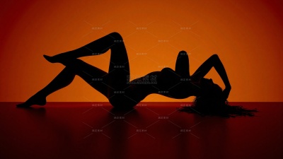 常规内容-人物系列黑色剪影女士躺倒舞蹈曲线美元素