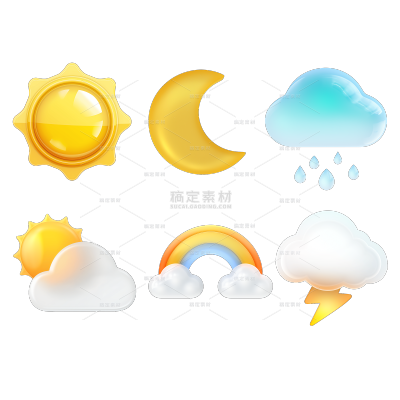 气象系列3D玻璃图标组合