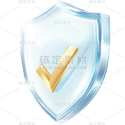 图标系列通用3D玻璃风银金色盾牌