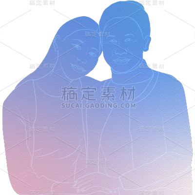 母亲节通用蓝紫渐变半身剪影母子温情人物元素素材