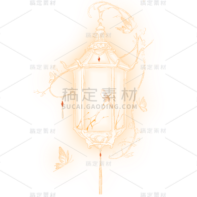 中国风通用古风灯笼元素贴纸