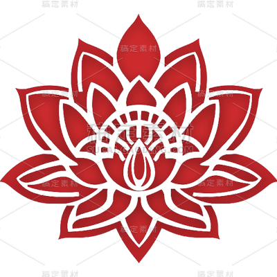剪纸荷花元素