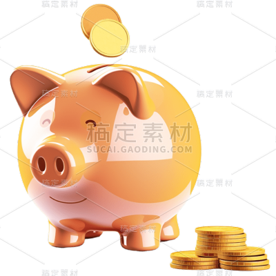 3D小猪存钱罐贴纸