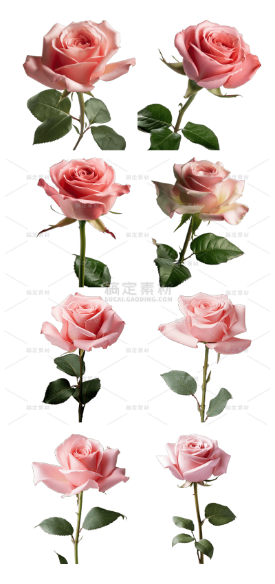 2309SC-素材组合-唯美粉色玫瑰花
