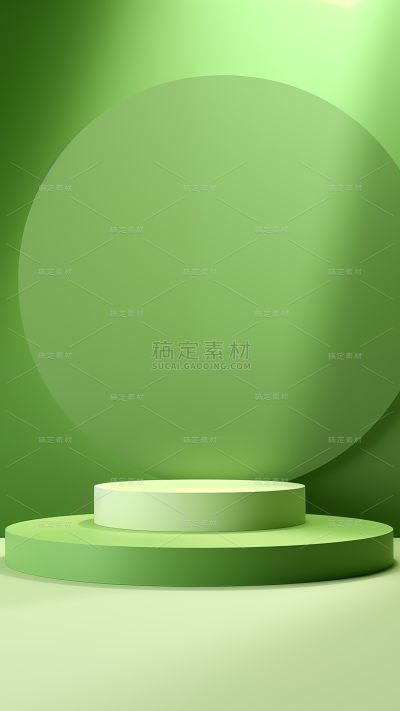 背景通用绿色简约光影感展台背景场景图片素材