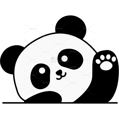 动物系列卡通黑白萌趣熊猫打招呼贴纸（td）