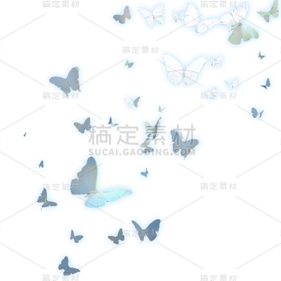 动物系列闪光蓝色蝴蝶组合贴纸