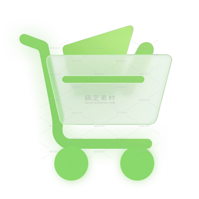 促销系列渐变感绿色毛玻璃购物车图标