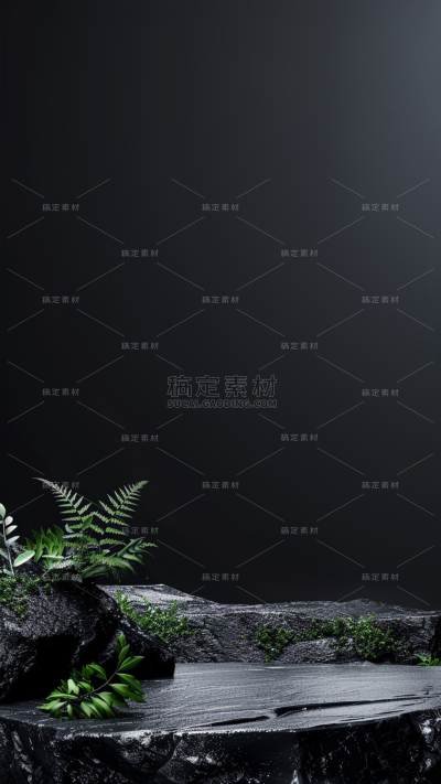 背景通用黑色石头展台背景场景图片素材